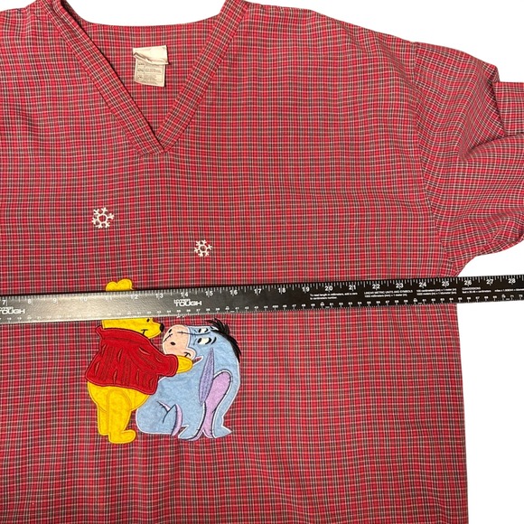 Disney Store Winnie the Pooh Nightshirt L/XL Red Plaid Eeyore Vintage Sleepwear - Picture 7 of 8